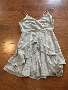 Trixxi Light Gray Bluish Textured Dress